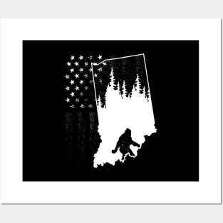 Indiana Bigfoot American Flag Posters and Art